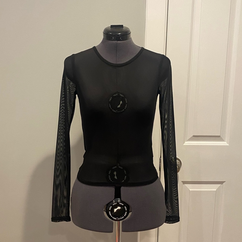 Urban Outfitters Black Mesh Long Sleeve Shirt